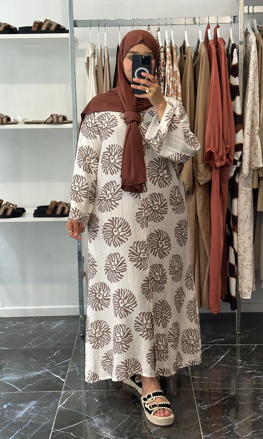 Robe à motifs Lin TAUPE