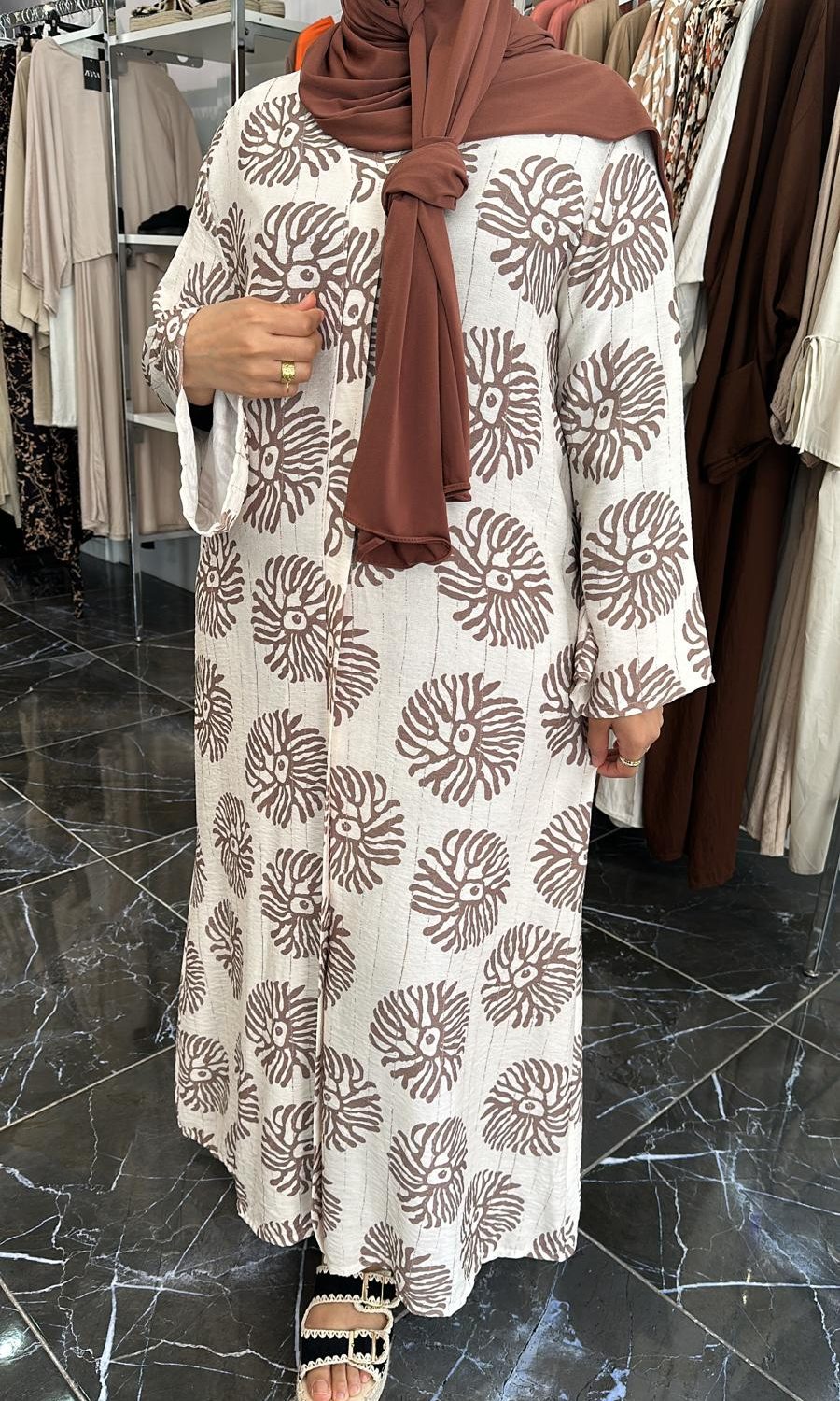 Robe à motifs Lin TAUPE