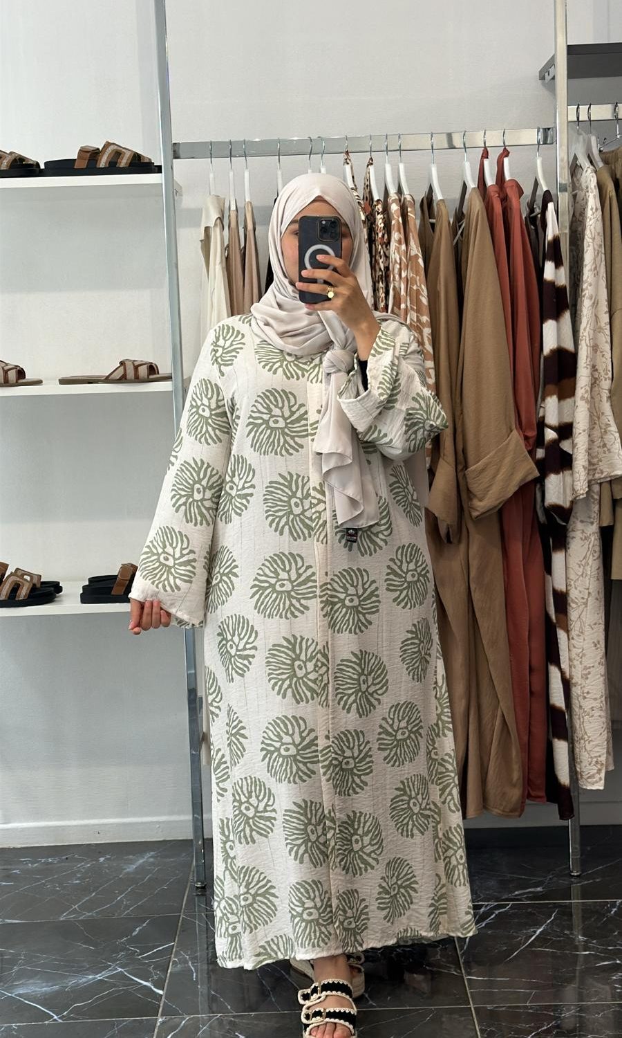 Robe à motifs Lin VERT