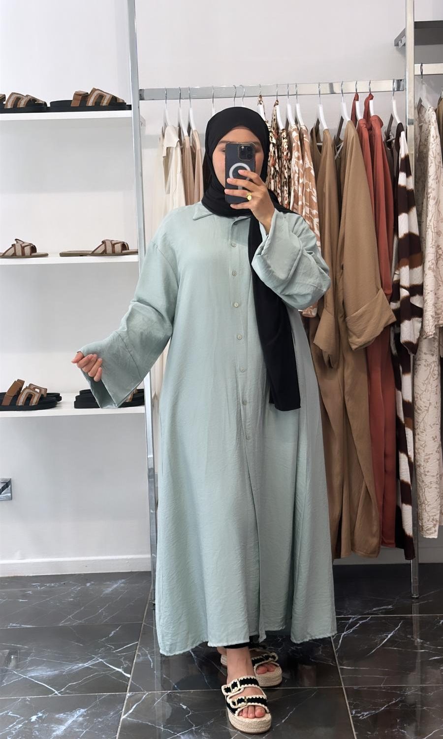 Robe chemise Vert Eau