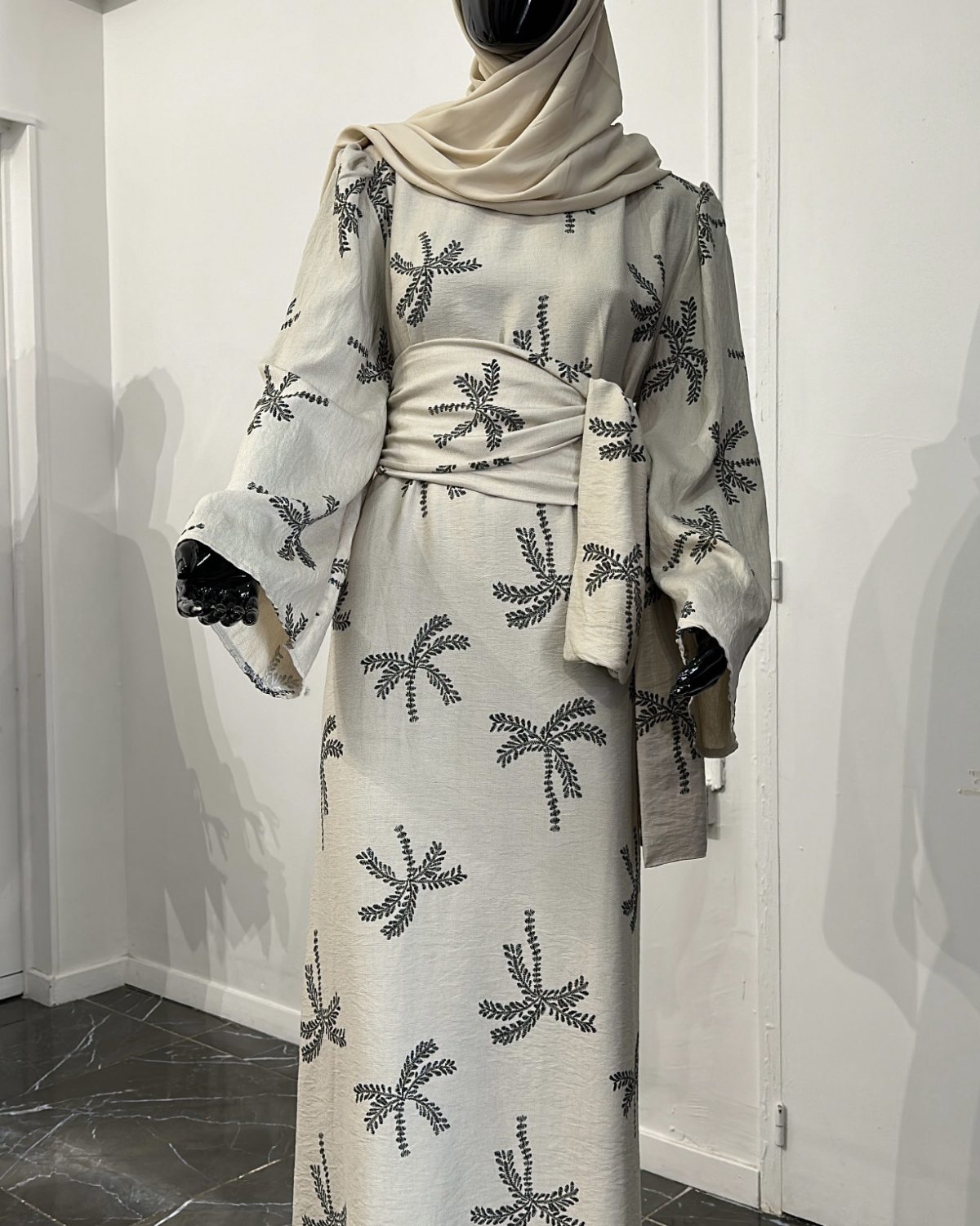 Robe à motifs Lin BEIGE